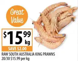 Supabarn Raw south australia king prawns offer