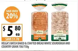 Supabarn Helga's batch baked & crafted bread white sourdough and white sourdough offer