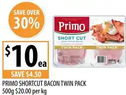 Supabarn Primo shortcut bacon twin pack offer
