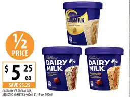 Supabarn Cadbury ice cream tub selected varieties offer
