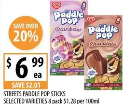 Supabarn Streets paddle pop sticks selected varieties offer