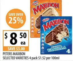 Supabarn Peters maxibon vanilla selected varieties offer