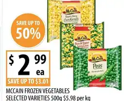 Supabarn Mccain frozen vegetables selected varieties offer