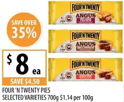 Supabarn Four 'n twenty pies selected varieties offer