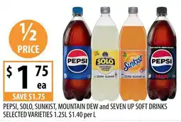 Supabarn Pepsi, solo, sunkist, mountain dew and seven up soft drinks selected varieties offer