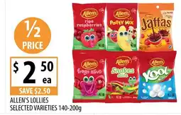Supabarn Allen's lollies selected varieties offer