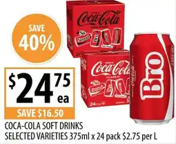 Supabarn Coca-cola soft drinks selected varieties offer