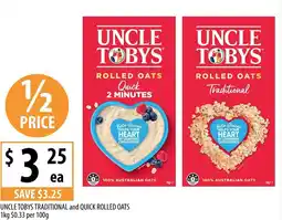 Supabarn Uncle tobys traditional and quick rolled oats offer