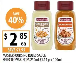 Supabarn Masterfoods no rules sauce selected varieties offer