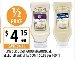Supabarn Heinz seriously good mayonnaise selected varieties offer