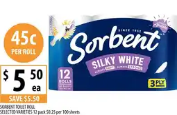 Supabarn Sorbent toilet roll selected varieties offer