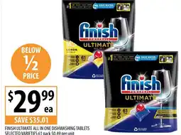Supabarn Finish ultimate all in one dishwashing tablets selected varieties offer