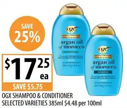 Supabarn Ogx shampoo & conditioner selected varieties offer
