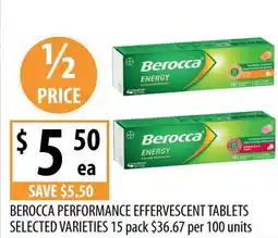 Supabarn Berocca performance effervescent tablets selected varieties offer