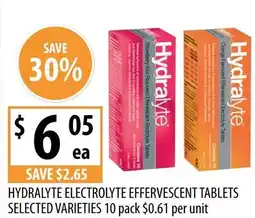 Supabarn Hydralyte electrolyte effervescent tablets selected varieties offer