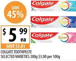 Supabarn Colgate toothpaste selected varieties offer