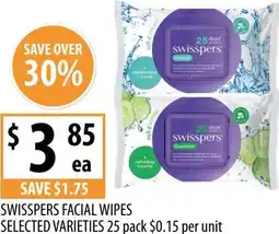 Supabarn Swisspers facial wipes selected varieties offer