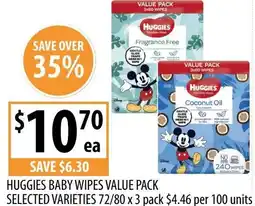 Supabarn Huggies baby wipes value pack selected varieties offer