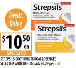 Supabarn Strepsils soothing throat lozenges selected varieties offer