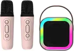 BIG W Laser Mini Karaoke Speaker with 2 Microphones - Pink offer