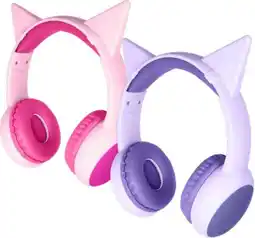 BIG W Techxtras Wired Headphones with Detachable Cat Ears - Pink or Purple offer