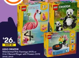 BIG W Wild animal pink flamingo or 3-in-1 record player with flowers offer