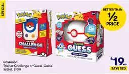 BIG W Trainer challenge or guess game offer