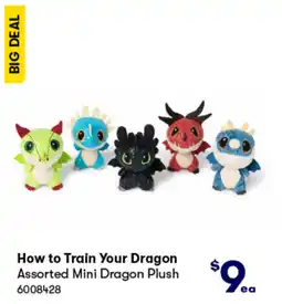 BIG W How to train your dragon assorted mini dragon plush offer
