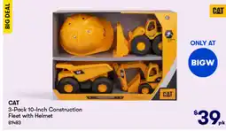 BIG W 3-pack 10-inch construction fleet with helmet offer