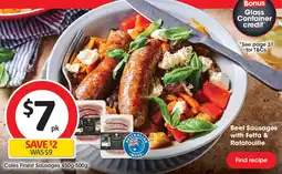Coles Beef Sausages with Fetta & Ratatouille offer
