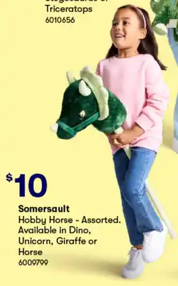 BIG W Hobby horse - assorted. available in dino, unicorn, giraffe or horse offer