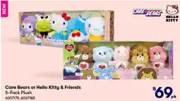 BIG W Care bears or hello kitty & friends 5-pack plush offer
