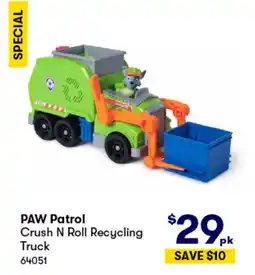 BIG W Paw patrol crush n roll recycling offer