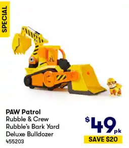 BIG W Paw patrol rubble & crew rubble's bark yard deluxe bulldozer offer