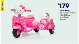 BIG W Hello Kitty 6V Scooter Rideon with Sidecar and Plush offer