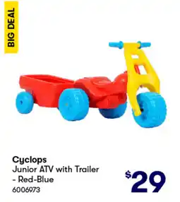 BIG W Cyclops junior atv with trailer -red-blue offer