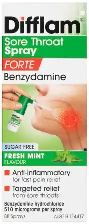 Discount Drug Stores Difflam Sore Throat Spray Forte Fresh Mint Flavour 15mL offer