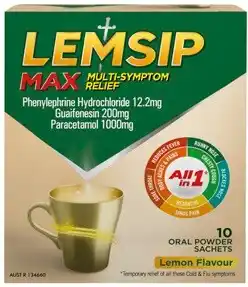 Discount Drug Stores Lemsip Max Multi-Symptom Relief Lemon Flavour 10 Sachets offer
