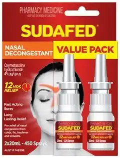 Discount Drug Stores Sudafed Nasal Decongestant Spray Value Pack 2 x 20mL offer