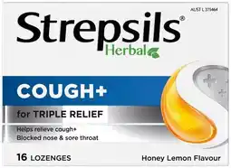 Discount Drug Stores Strepsils Herbal Cough+ Honey Lemon Flavour 16 Lozenges offer