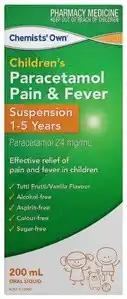 Discount Drug Stores Chemists’ Own Paracetamol Pain & Fever 1-5 Years Oral Liquid 200mL offer