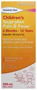 Discount Drug Stores Chemists’ Own Ibuprofen Pain & Fever 6 Months - 12 Years Oral Liquid Orange Flavour 200mL offer
