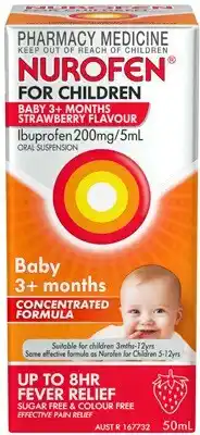 Discount Drug Stores Nurofen For Children Baby 3+ Months Concentrated Strawberry Flavour 50mL offer