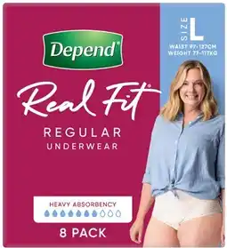 Discount Drug Stores Depend Real Fit Women’s Underwear Large 8 Pack offer