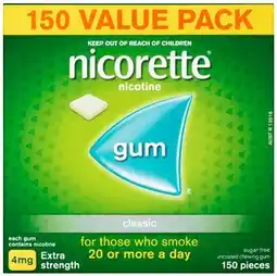 Discount Drug Stores Nicorette Gum 4mg Extra Strength Classic 150 Pieces offer