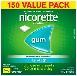 Discount Drug Stores Nicorette Gum 4mg Extra Strength Icy Mint 150 Pieces offer