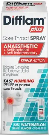 Discount Drug Stores Difflam Plus Sore Throat Spray Watermelon Flavour 30mL offer