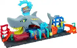 Toymate Hot Wheels City Ultra Shark Car Wash Track Set with Colour Reveal Toy Car in 1:64 Scale offer