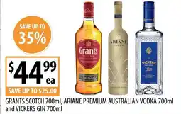 Supabarn GRANTS SCOTCH , ARIANE PREMIUM AUSTRALIAN VODKA offer