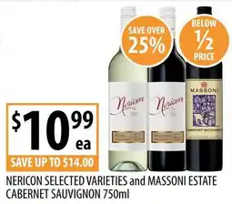 Supabarn NERICON SELECTED VARIETIES and MASSONI ESTATE CABERNET SAUVIGNON offer